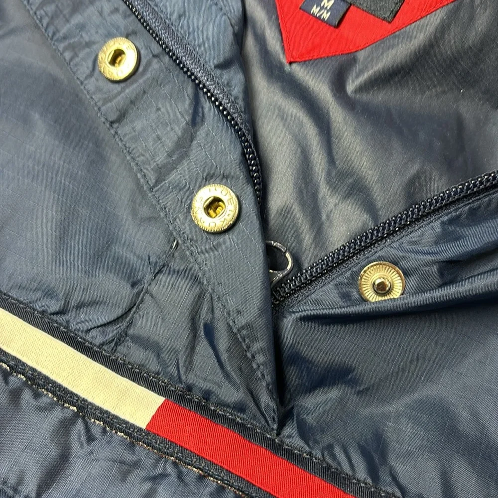 🔥 Tommy Hilfiger Vintage 90s Windbreaker Pullover Jacket Navy M 1/4 Zip Hoodie 🔥 - Picture 10 of 16